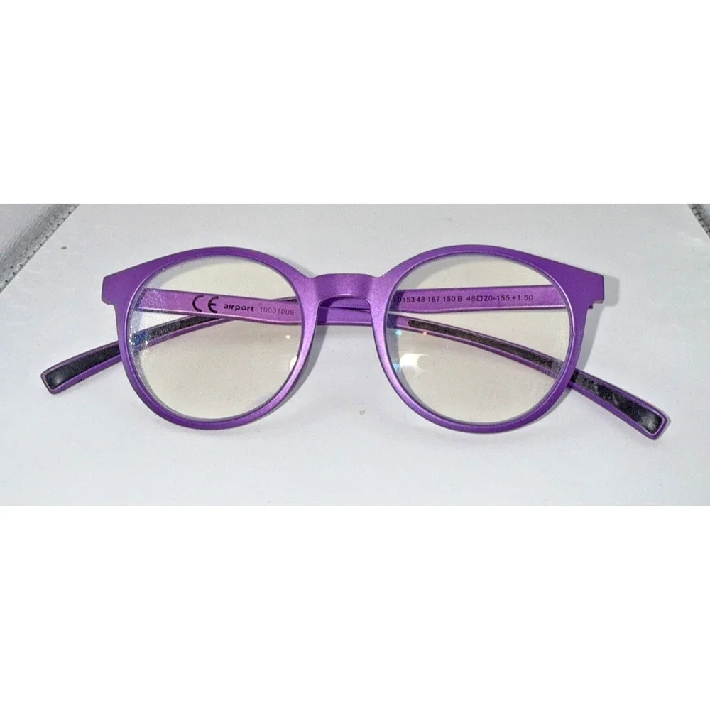 Stylish Airport Eyewear Purple Round Eyeglass Frames‎ 48-20-155 - Chic & Modern - Picture 6 of 6